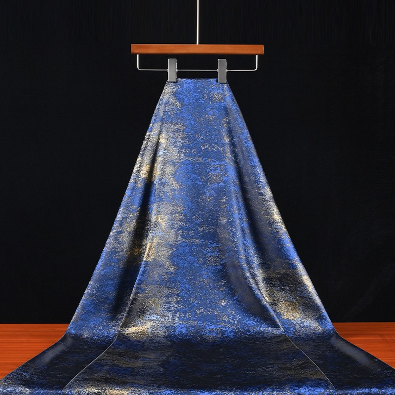 Home Textile - Retro Mavi Altın Yaldızlı Gradyan Dokulu